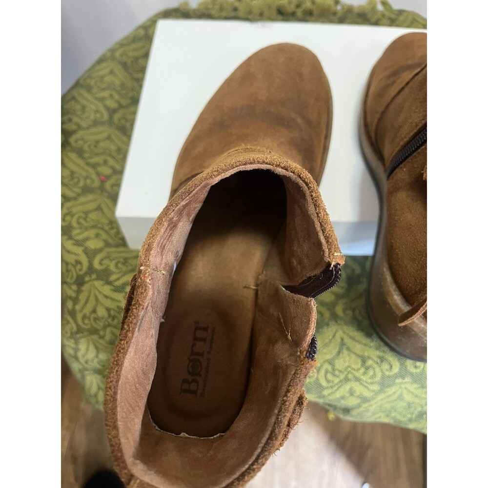 Born Viana Womens Brown Suede Wedge Ankle Zip Comfort Boots Size 9 - Picture 8 of 9